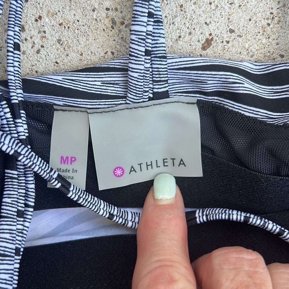 Athleta Ariel Venice Strappy Sun Swim Dress Black/White Size MP - Picture 3 of 15